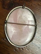 Load image into Gallery viewer, Large Vintage Sterling Silver Pink White Toned Carved Cameo Pin Brooch Pendant
