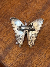 Load image into Gallery viewer, Vintage Signed FM Sterling Silver Mexico Genuine Turquoise Butterfly Brooch Pin
