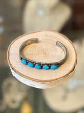 Load image into Gallery viewer, Vintage Traditional Navajo Native American Sterling Silver 5-Stone Sleeping Beauty Turquoise Cuff Bracelet
