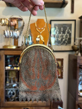Load image into Gallery viewer, Vintage Art Deco 1930s German Micro Mesh Art Deco Burnt Orange Enameled Flapper Purse Handbag
