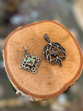 Load image into Gallery viewer, You Pick! Vintage Filigree Silver Gemstone Pendants | 800 Silver Citrine OR 925 Silver Abalone
