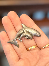 Load image into Gallery viewer, Vintage 925 Sterling Silver Mother &amp; Baby Orca Whale Pendant
