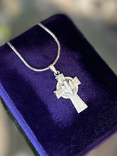 Load image into Gallery viewer, Vintage Signed CH Sterling Silver Religious Holy Ghost Dove Cross Pendant Necklace 17.9”
