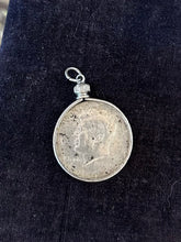 Load image into Gallery viewer, You Pick! Vintage Midcentury Coin Pendants Silver Tone | 1973 Queen Elizabeth 50 Pence or 1964 Ike Dollar John F. Kennedy JFK
