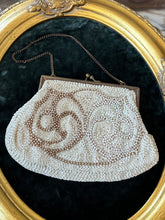 Load image into Gallery viewer, Vintage Circa 1930s 1940s French White Beige &amp; Off White Seed Beaded Purse Evening Bag Made in France
