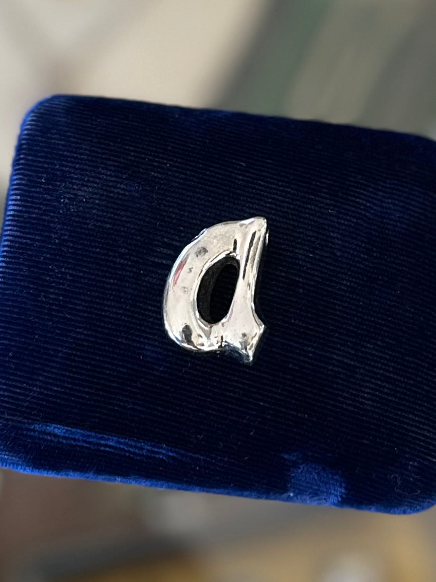 Vintage 1974 Signed HATTIE CARNEGIE Silver Clad Lowercase “A” Bubble Letter Initial Pendant Charm
