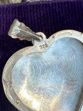 Load image into Gallery viewer, Vintage Sterling Silver Hand Engraved Scroll Etched Heart Locket Pendant Double Photo
