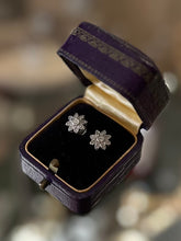 Load image into Gallery viewer, Sterling Silver &amp; Genuine 1/10ct Diamond Flower Stud Earrings
