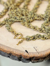 Load image into Gallery viewer, Vintage Textured Matte Gold Multi Link Long Signed Crown Trifari Necklace 54&quot;
