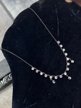 Load image into Gallery viewer, Vintage Art Deco Sterling Silver Watermelon Austrian Crystal Dainty Necklace 17"
