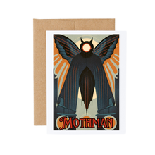 Load image into Gallery viewer, Art Deco Style Mothman Notecard: Brown Kraft Paper Envelope
