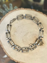 Load image into Gallery viewer, Silver Tone Machine Age Art Deco Jakob Bengel Rectangle Links Collar Modernist Necklace
