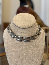 Load image into Gallery viewer, Silver Tone Machine Age Art Deco Jakob Bengel Rectangle Links Collar Modernist Necklace
