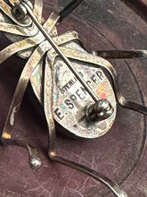 Load image into Gallery viewer, Vintage Navajo Native American Signed E. SPENCER Sterling Silver Black Onyx Spider Brooch
