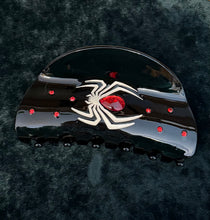 Load image into Gallery viewer, Black Widow Spider Red Rhinestone Hair Claw Clip
