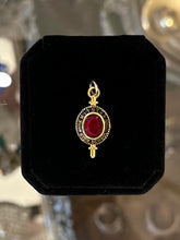 Load image into Gallery viewer, Vintage 1/20 10k Gold Filled Red Rhinestone Smithtown High School NY Charm
