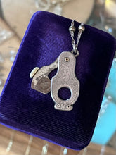Load image into Gallery viewer, Antique Victorian Engraved &amp; Monogrammed WR Sterling Silver Cigar Cutter Pendant on Sterling Ball Bead Chain Necklace 17.5”
