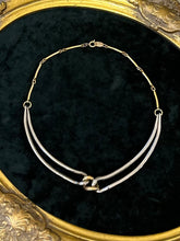Load image into Gallery viewer, Vintage Circa 1980s Signed NAPIER Two Tone Silver &amp; Gold Modernist Knot Choker Necklace 14.75”
