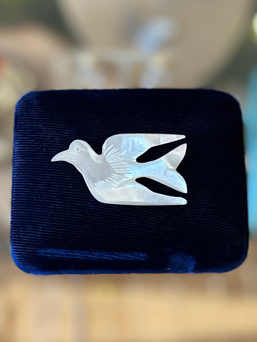 Vintage Hand Carved Mother of Pearl Dove Bird Brooch Pin