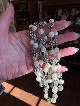 Load image into Gallery viewer, Signed Jonne Vintage Pearl &amp; Roundell Rhinestone Bead Necklace Schraeger 48&quot;

