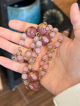 Load image into Gallery viewer, Vintage Pink &amp; Mauve Murano Latticino Wedding Cake Venetian Glass Bead Necklace

