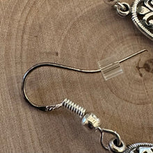 Load image into Gallery viewer, Vintage Sterling Silver &amp; Genuine Baltic Amber Art Nouveau Style Scroll Dangle Earrings
