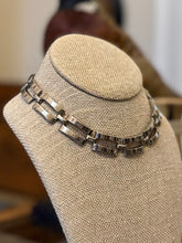 Load image into Gallery viewer, Silver Tone Machine Age Art Deco Jakob Bengel Rectangle Links Collar Modernist Necklace
