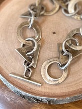 Load image into Gallery viewer, Vintage Signed TAXCO Mexico TS-29 Geometric Circles &amp; Triangles Link Bracelet Toggle Clasp 7”
