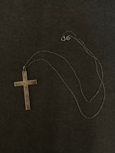 Load image into Gallery viewer, Vintage Sterling Silver 2&quot; Plain Cross Crucifix Pendant Curb Chain Necklace 18&quot;
