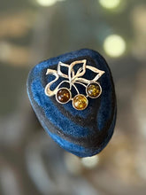 Load image into Gallery viewer, Vintage Sterling Silver Baltic Amber Cabochon Cherries Motif Mini Brooch Pin
