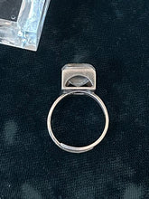 Load image into Gallery viewer, Vintage Signed Hallmarked BEH Bengt Hallberg Swedish Sterling Silver Faceted Rock Crystal Square Modernist Ring Adjustable
