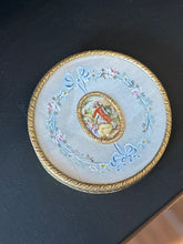 Load image into Gallery viewer, Vintage Midcentury Floral Painted Courting Couple Vanity Box Mirror Lid ONLY 4.5”
