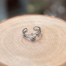 Load image into Gallery viewer, Blooming Rose Silver Tone Adjustable Ring
