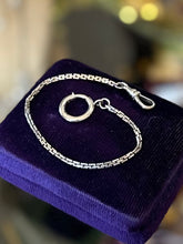 Load image into Gallery viewer, Vintage Sterling Silver Rectangular Link Watch Chain Dog Clip Clasp &amp; Oversized Spring Ring 8”
