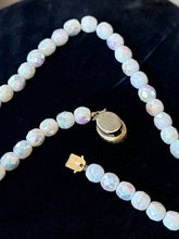 Load image into Gallery viewer, Vintage Midcentury 1950s 1960s Faceted Cut Glass White Aurora Borealis Beaded Necklace 15.5”
