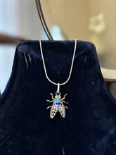 Load image into Gallery viewer, Vintage Italian 900 Silver &amp; Enamel Fly Insect Pendant on Sterling Silver 925 Snake Chain 18.75”
