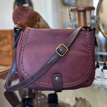 Load image into Gallery viewer, The CHEYENNE Burgundy Studded Front Flap Shoulder Bag
