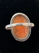Load image into Gallery viewer, Vintage Sterling Silver Pink Hand Carved Shell Cameo Ring US Size 7 1/2
