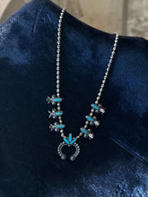 Load image into Gallery viewer, Vintage 1950s SANCREST Native American Style Faux Turquoise Silver Tone Necklace
