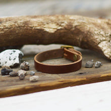 Load image into Gallery viewer, Leather Bracelet with Buckle: Brown / Without Stitch | Handmade
