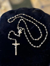 Load image into Gallery viewer, Vintage Italy Silver Plated Beaded Rosary Miraculous Medal Mary Crucifix 12.5"
