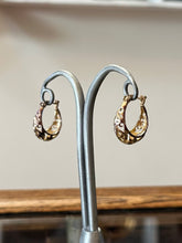 Load image into Gallery viewer, Vintage Gold Plated Sterling Silver 925 Cut Out Design Hoop Earrings Hoops
