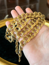 Load image into Gallery viewer, Vintage Circa 1980s Signed MONET Gold Plated Double Link Chain Statement Necklace Adjustable 20.5” Hook Clasp
