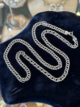 Load image into Gallery viewer, Vintage Sterling Silver Italy Flat Curb Link Chain Necklace Unisex 24”
