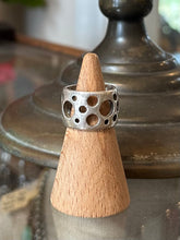 Load image into Gallery viewer, Vintage Signed BOMA Sterling Silver Punched Holes Swiss Cheese Wide Band Ring Unisex US 6 3/4
