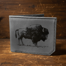 Load image into Gallery viewer, Backerton Printmaker Leather Wallet: Buffalo | Grey or Brown
