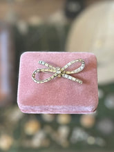 Load image into Gallery viewer, Vintage Signed Corocraft Baguette Rhinestone Silver Tone Bow Brooch
