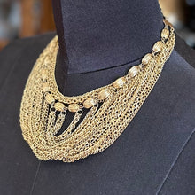 Load image into Gallery viewer, Vintage Midcentury Gold Tone Multi Strand Chain Statement Necklace
