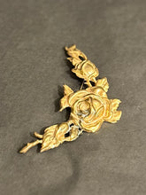 Load image into Gallery viewer, Vintage Midcentury Signed MIRIAM HASKELL Gold Tone Roses Repousse V-Shape Statement Brooch
