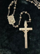 Load image into Gallery viewer, Vintage Art Deco 1940s Signed SWIFT &amp; FISHER All Sterling Silver Bead 21” Rosary Engraved F. Wuensch ‘48 Religious
